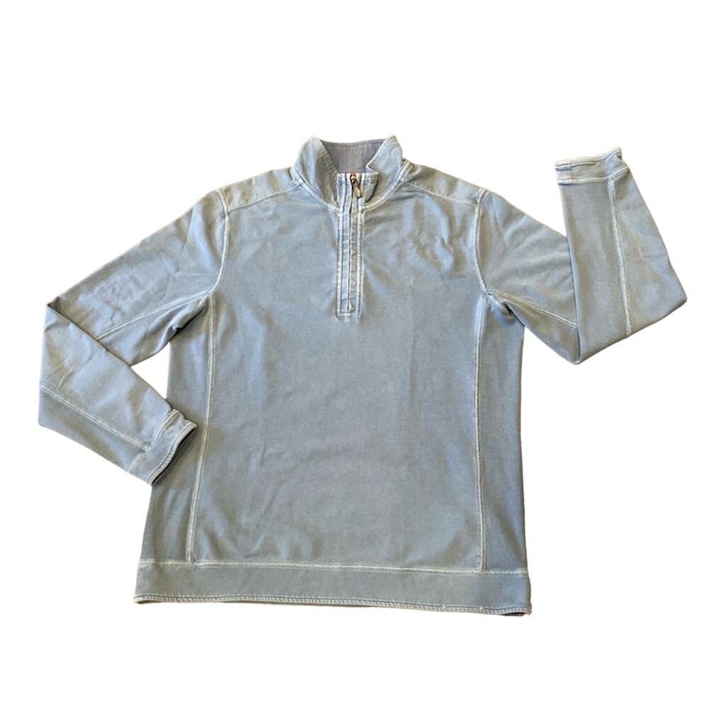 Tommy Bahama Men's Island Crafted Quarter Zip Blue Pullover Size M